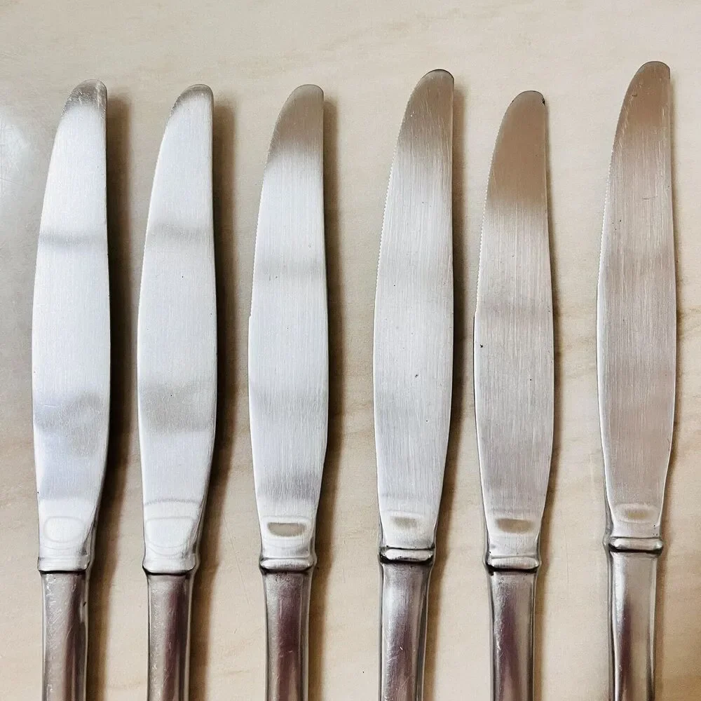 6pc ONEIDA Jackson Dinner Knife Stainless Plain Satin Frost Flatware Replacement